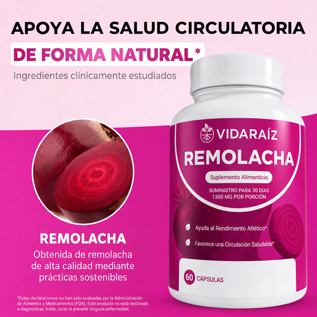 Cápsulas de Remolacha Vida Raíz para Favorecer la Circulación y la Vitalidad*