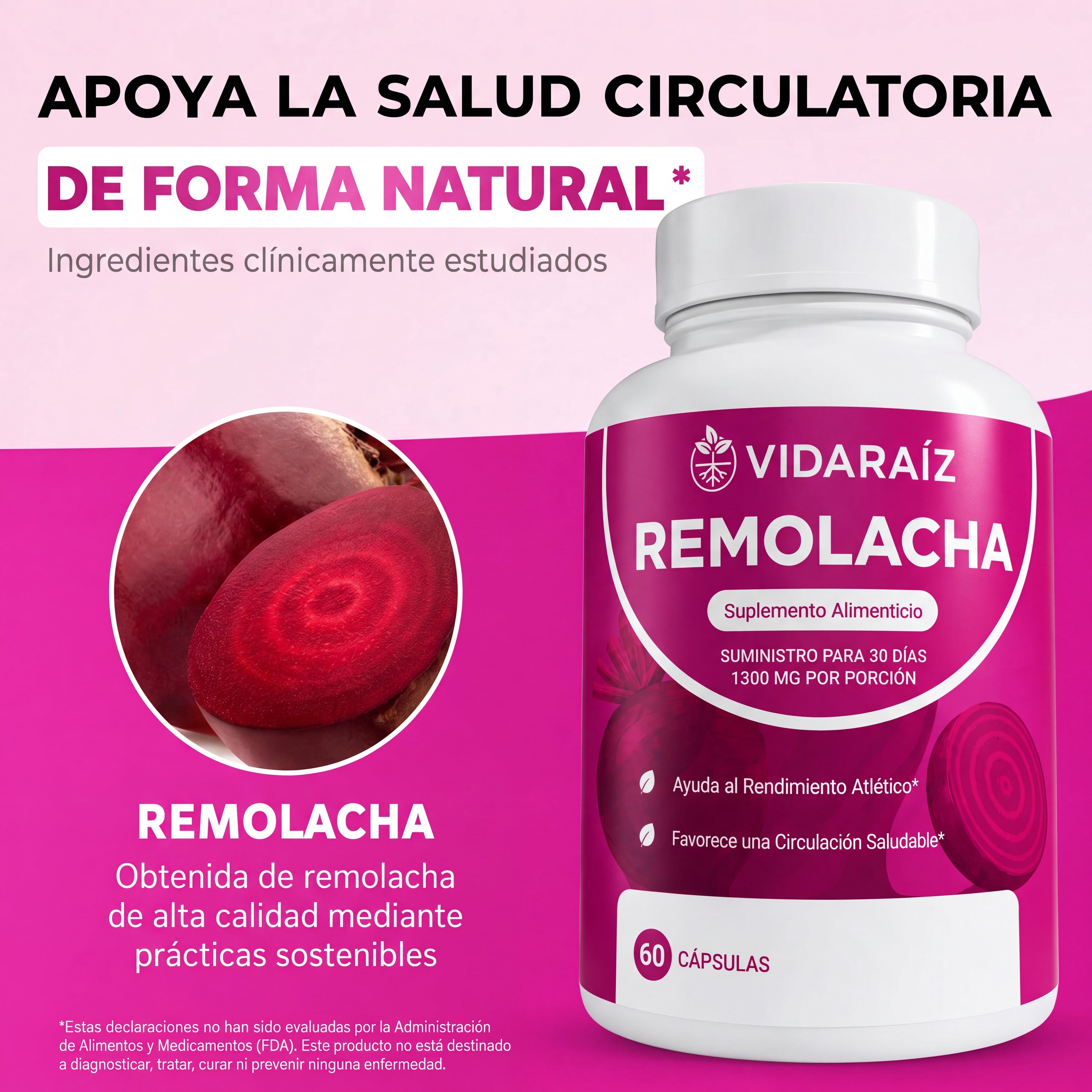 Cápsulas de Remolacha Vida Raíz para Favorecer la Circulación y la Vitalidad*