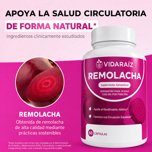 Cápsulas de Remolacha Vida Raíz para Favorecer la Circulación y la Vitalidad*