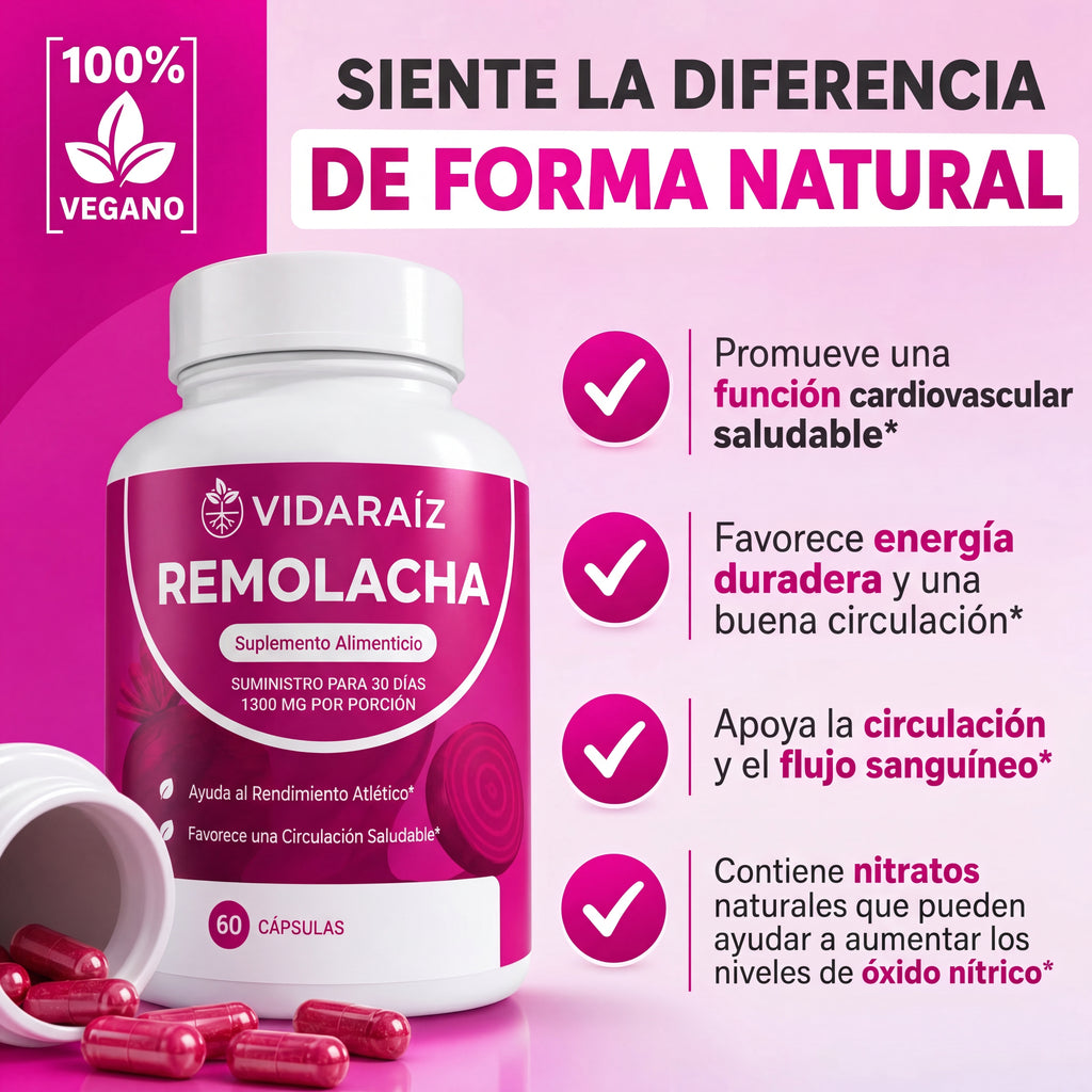 Cápsulas de Remolacha Vida Raíz para Favorecer la Circulación y la Vitalidad*