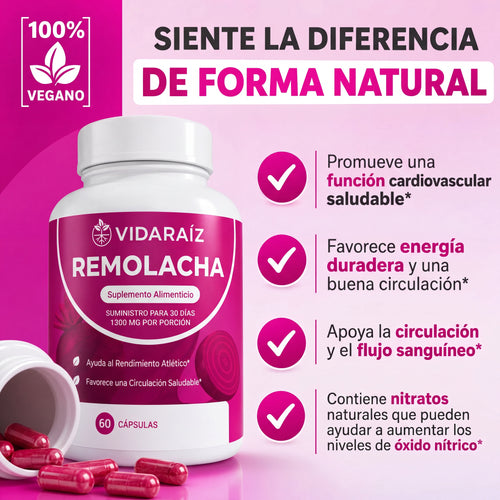 Cápsulas de Remolacha Vida Raíz para Favorecer la Circulación y la Vitalidad*